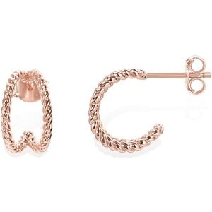 PAVOI 14K Rose Gold Plated Sterling Silver Split Huggie Hoop Earrings